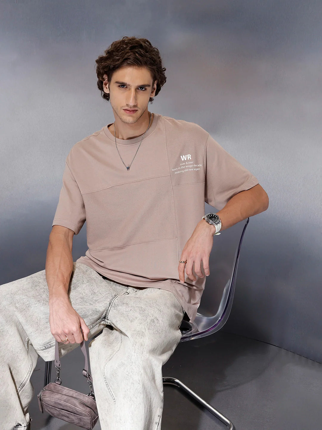 Men’s Soft Panelled Street Tee | Brown