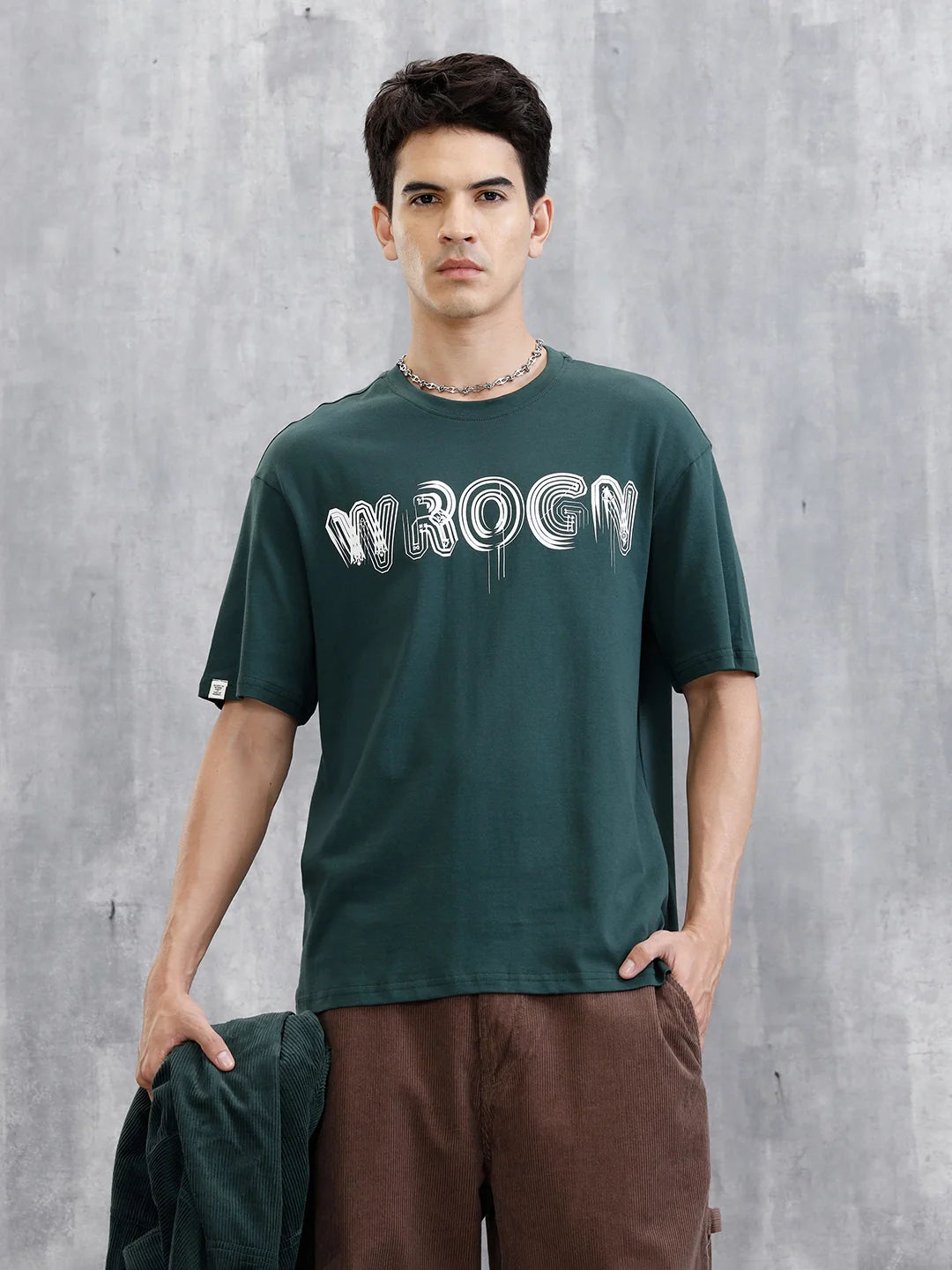 Typography Graphic Printed T-Shirt | Green