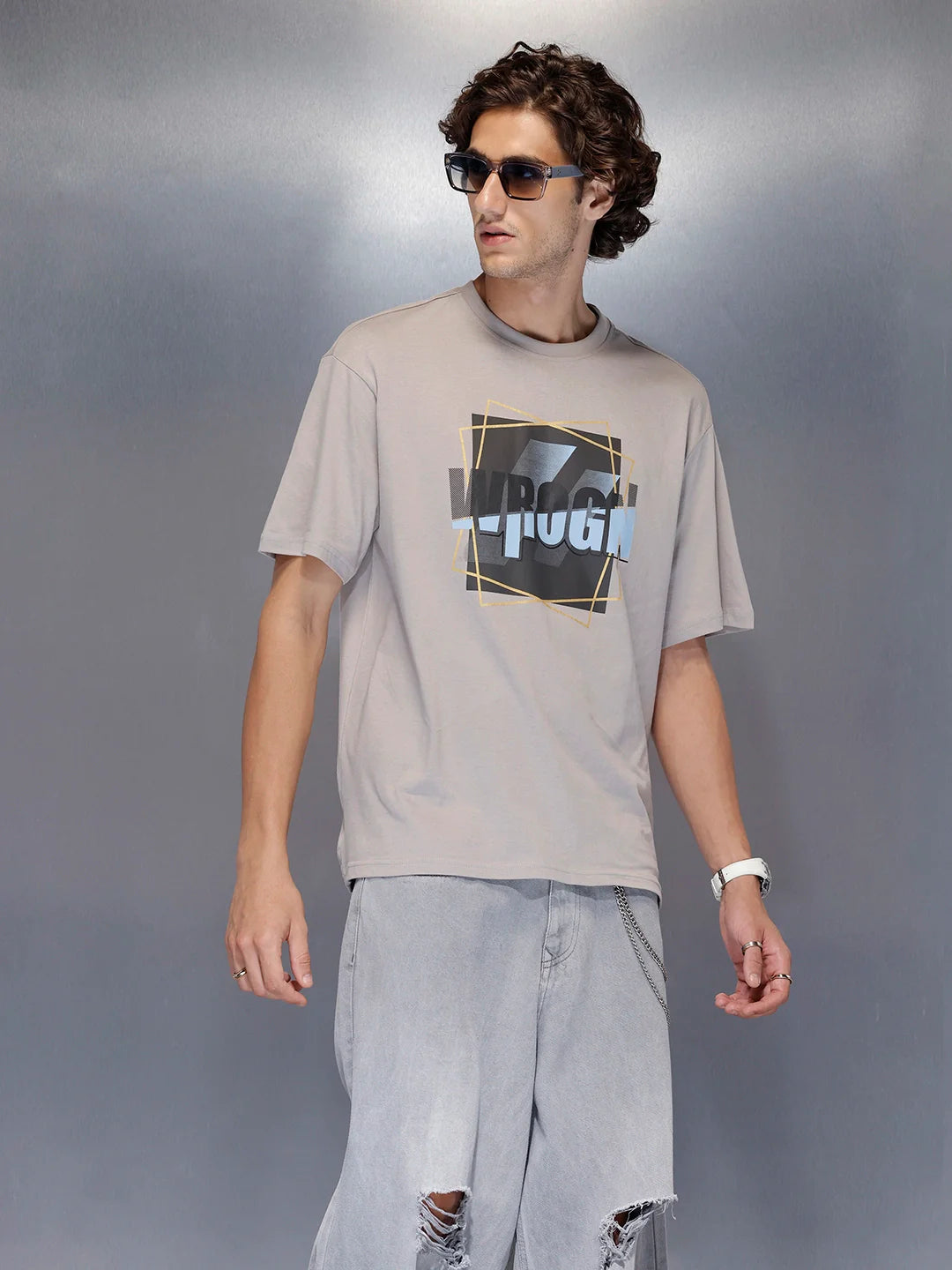 Men’s Grey oversized graphic T-shirt | Grey