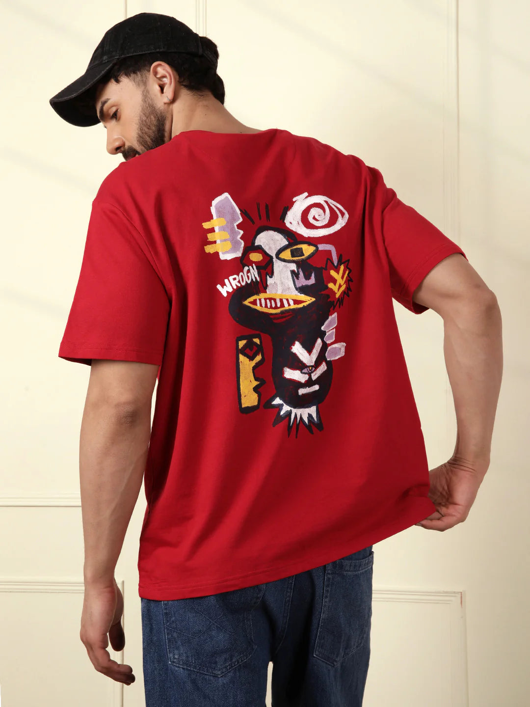 Heavy GSM Printed Oversized T-Shirt | Red