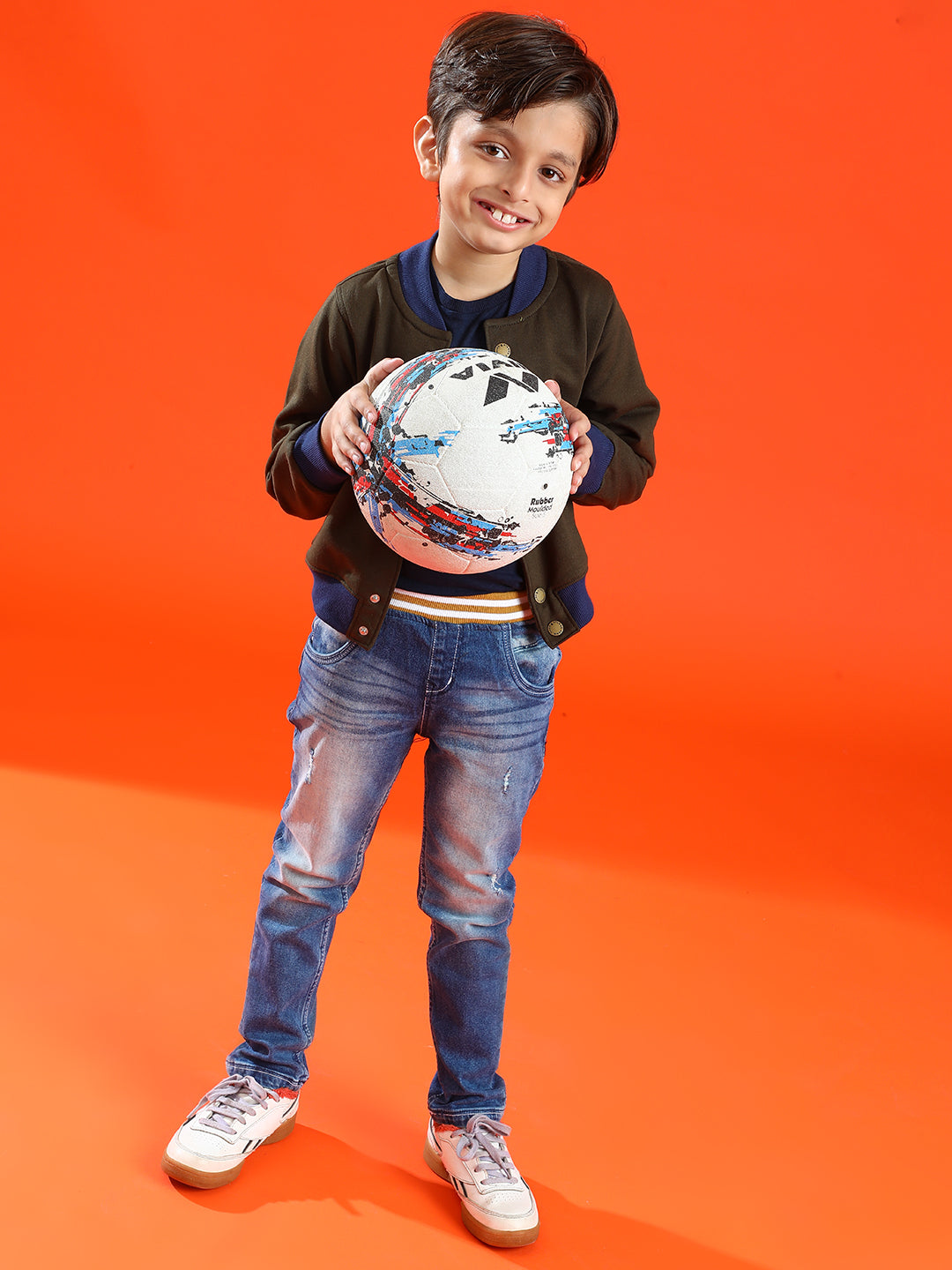 Boys Mid Blue Denim Casual Joggers