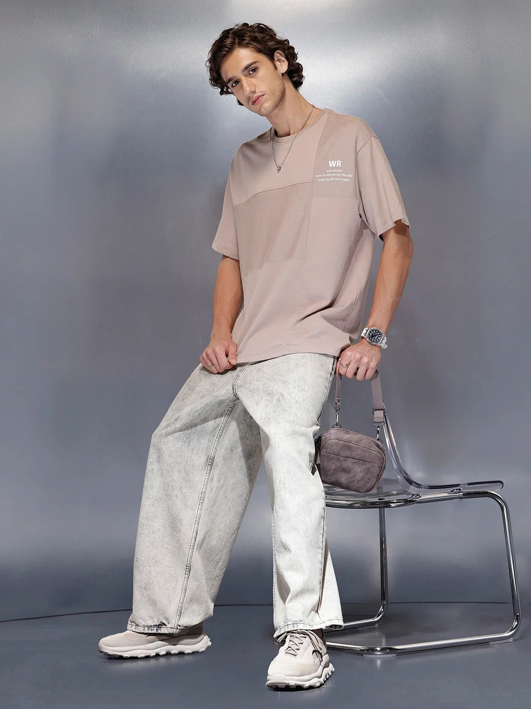 Men’s Soft Panelled Street Tee | Brown