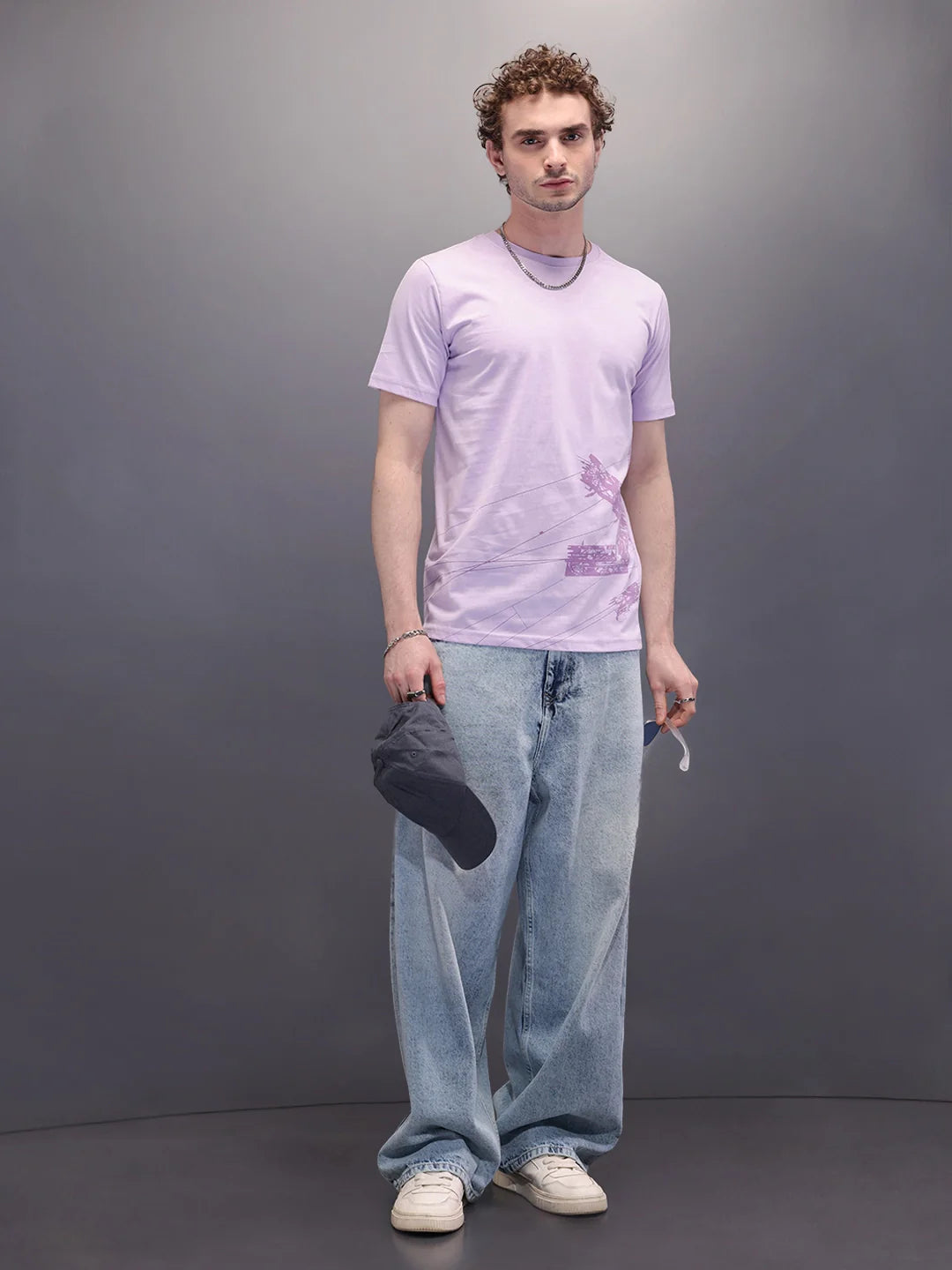 Logo Placement Printed T-Shirt | Lavender