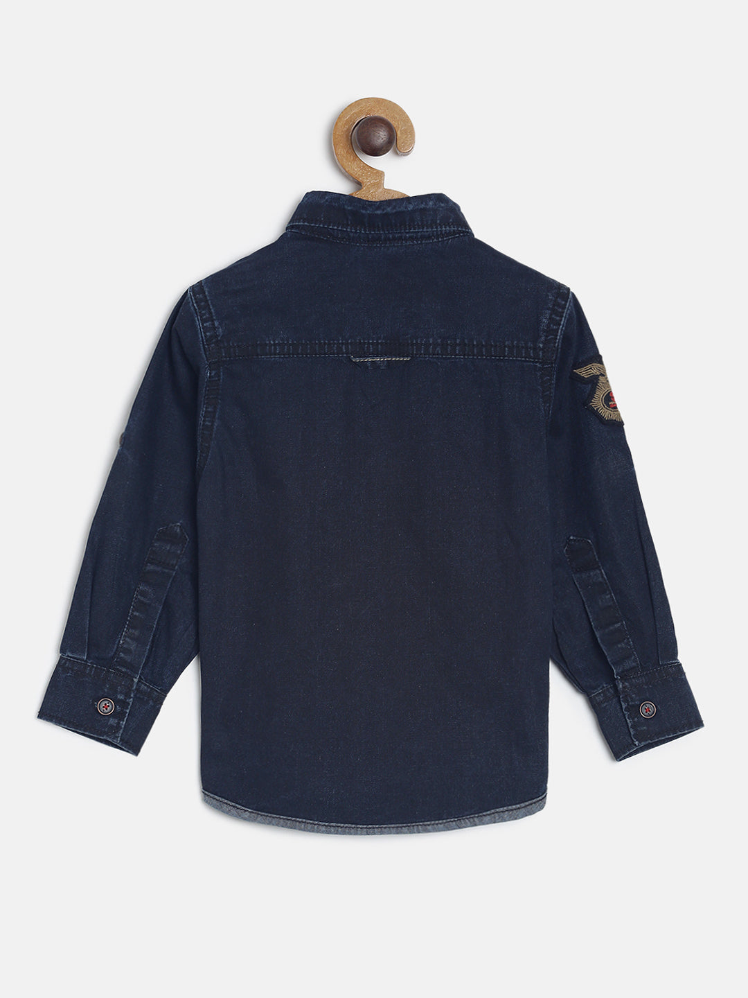 Boys Regular Fit Dark Blue Denim Casual Shirt