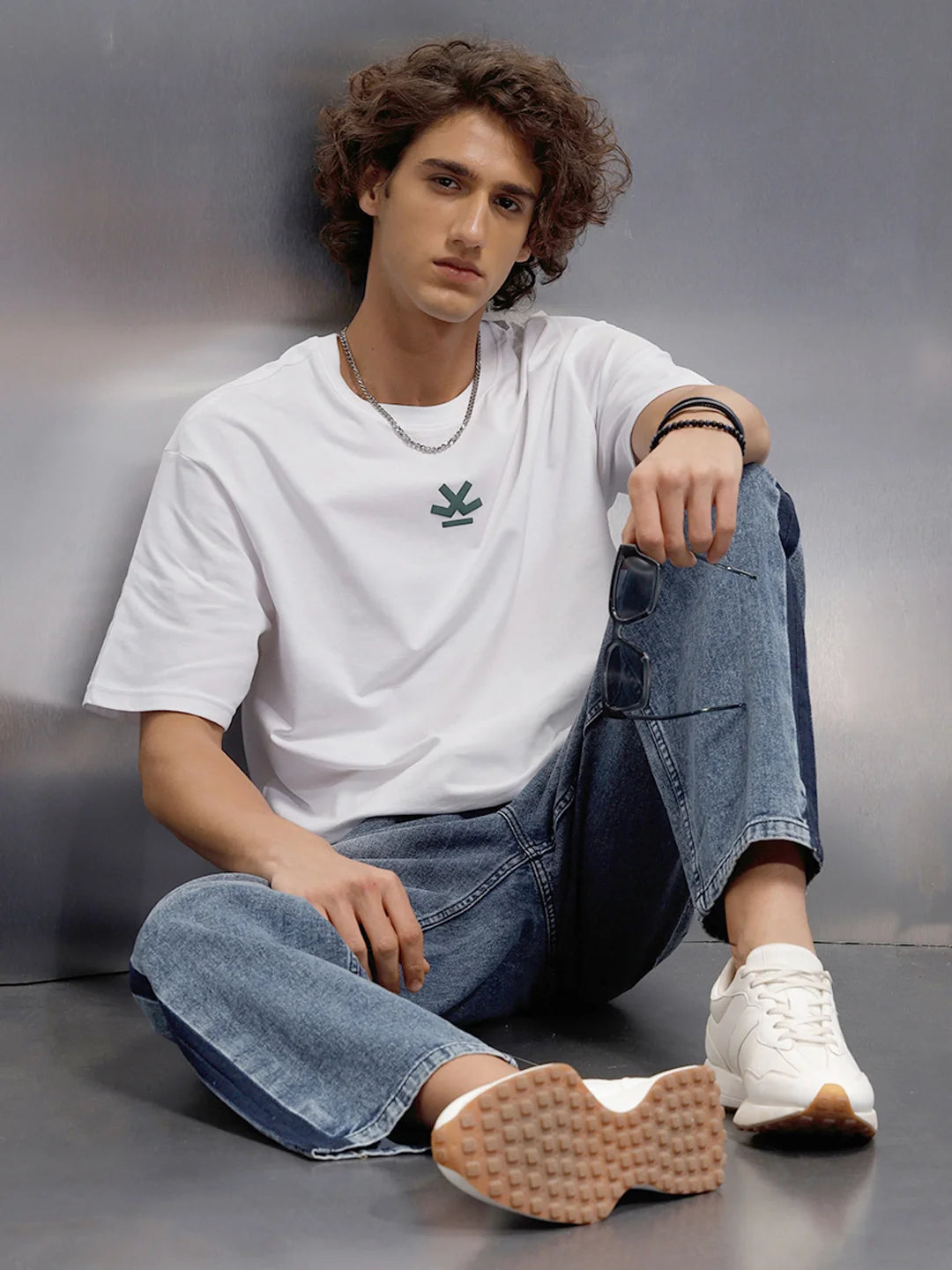 Oversized Fit T-Shirt With Embroidered & Printed Back | White