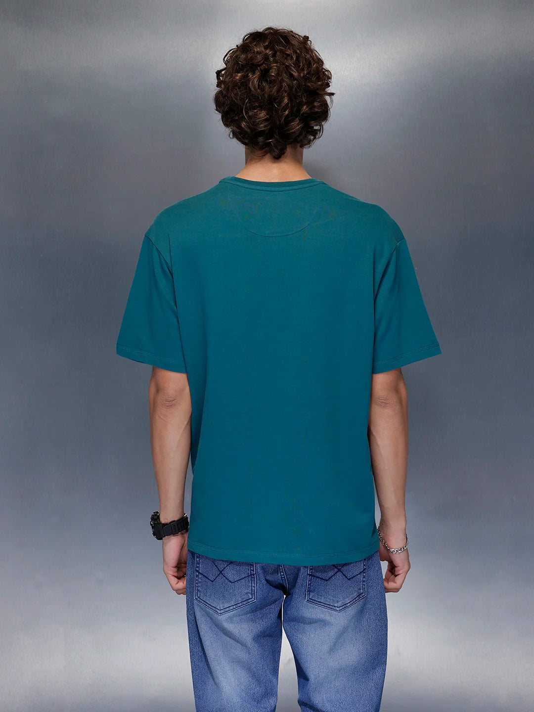 Men’s Dual-Texture Oversize Patch Tee | Green