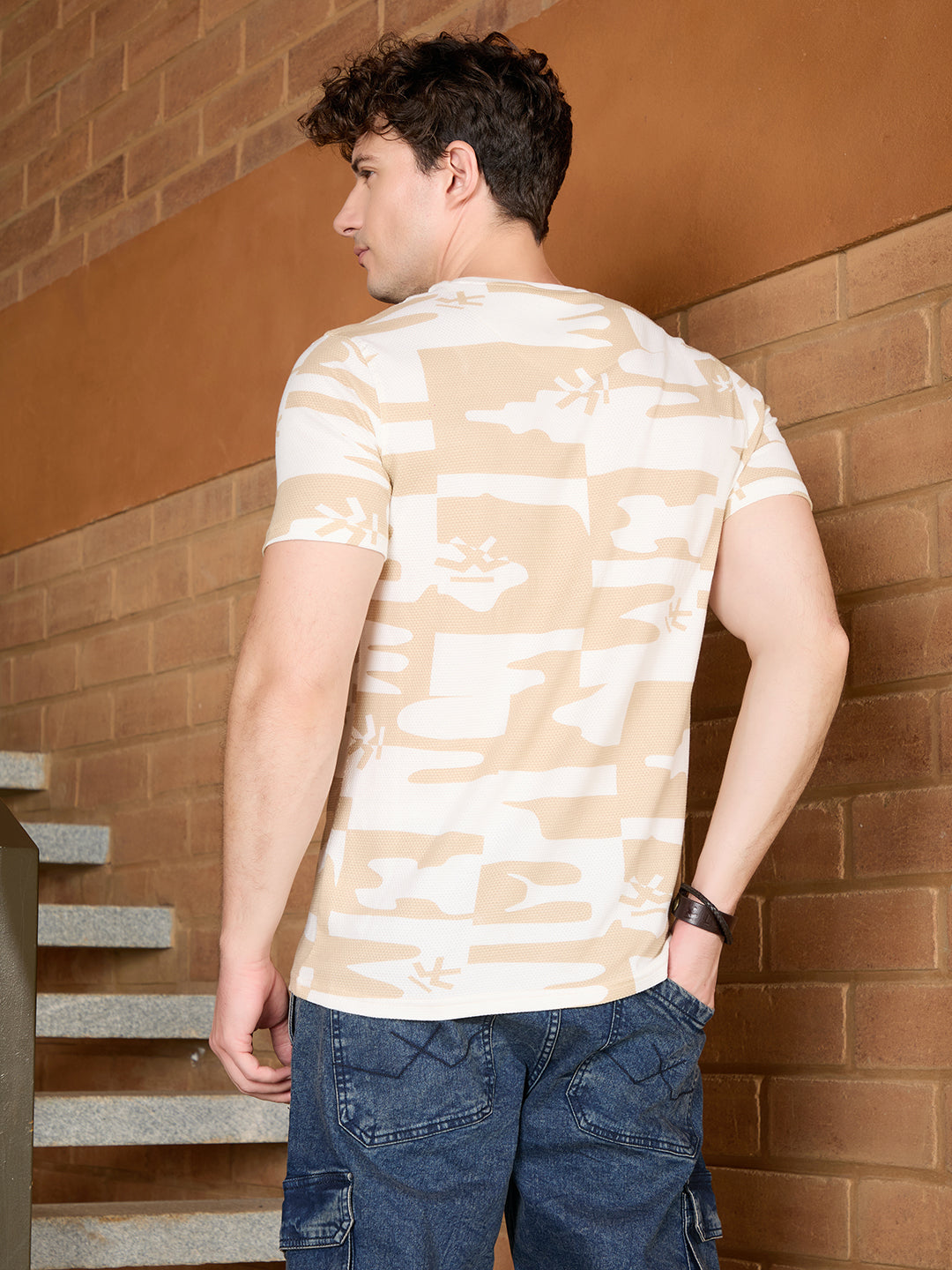 Popcorn Textured AOP T-Shirt | Off White