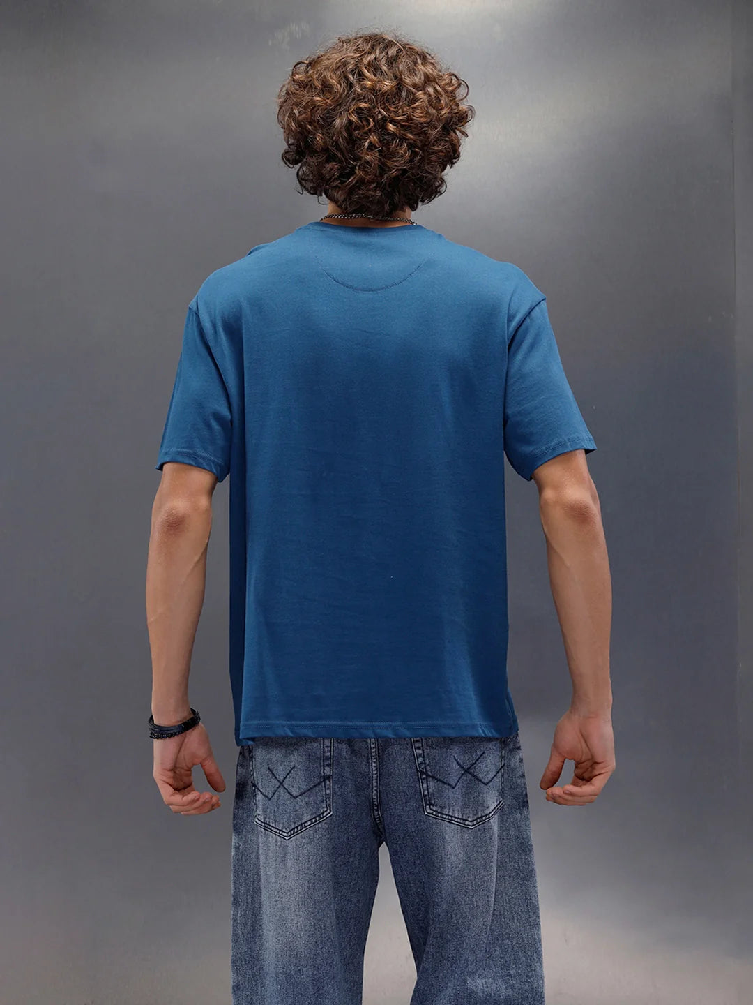 Oversized Fit Graphic Printed Crew Neck T-Shirt | Blue