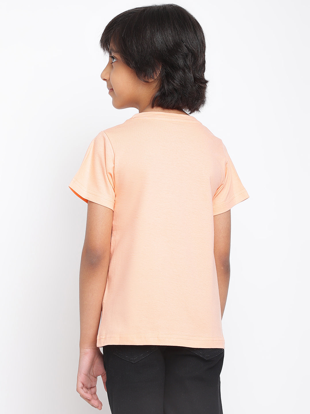Boys Light Pink Cotton Printed T shirt