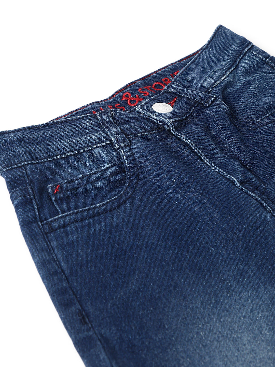 BOYS MID BLUE WHISKERED CASUAL JEANS