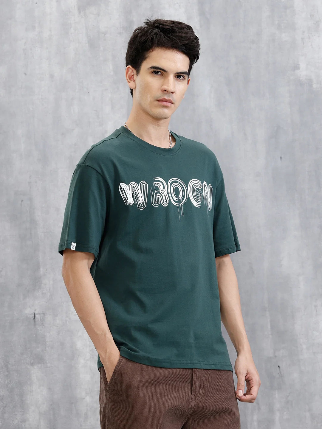 Typography Graphic Printed T-Shirt | Green