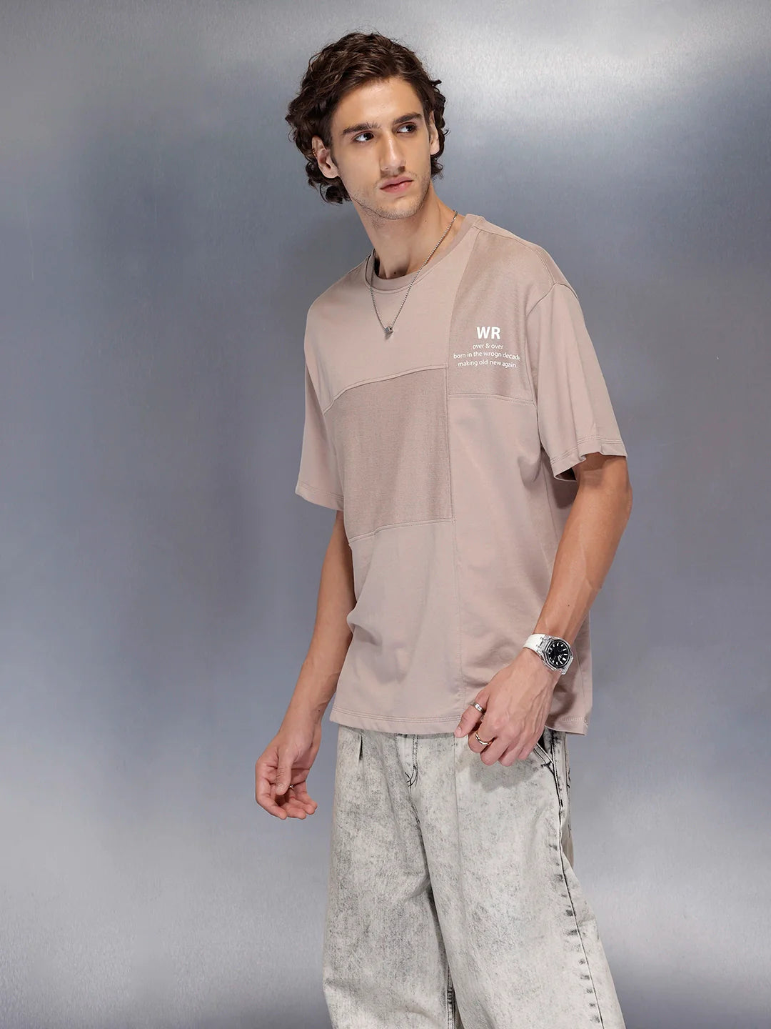 Men’s Soft Panelled Street Tee | Brown