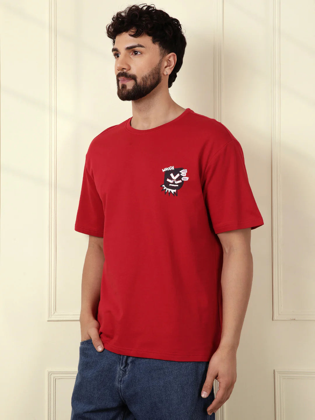Heavy GSM Printed Oversized T-Shirt | Red