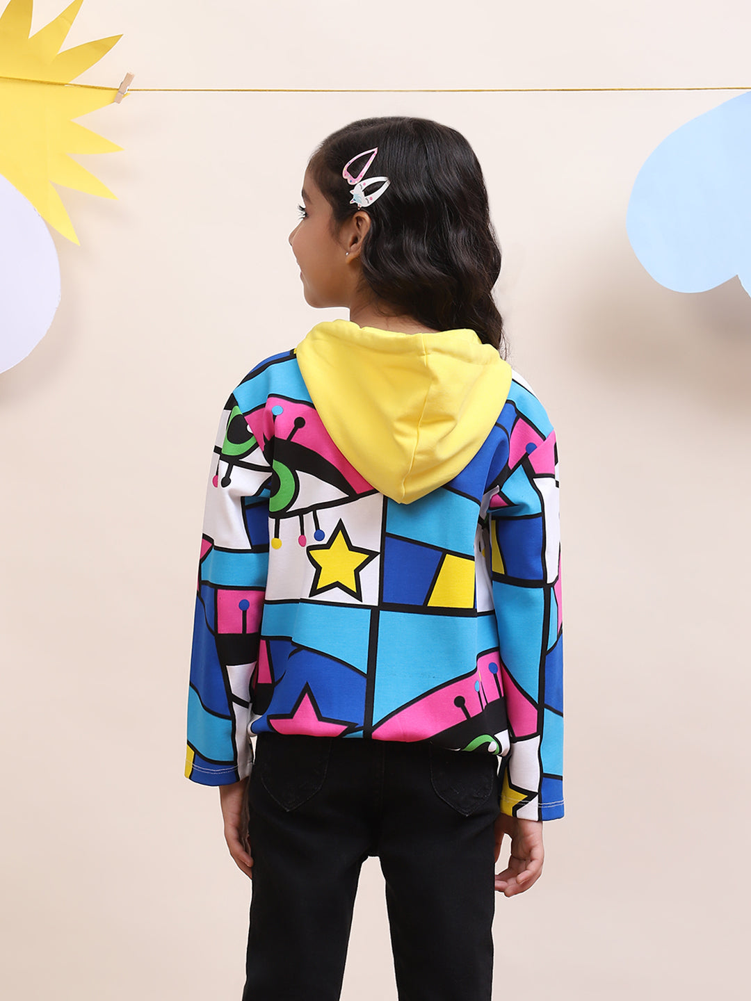 Girls Multicolor Star Print Jacket