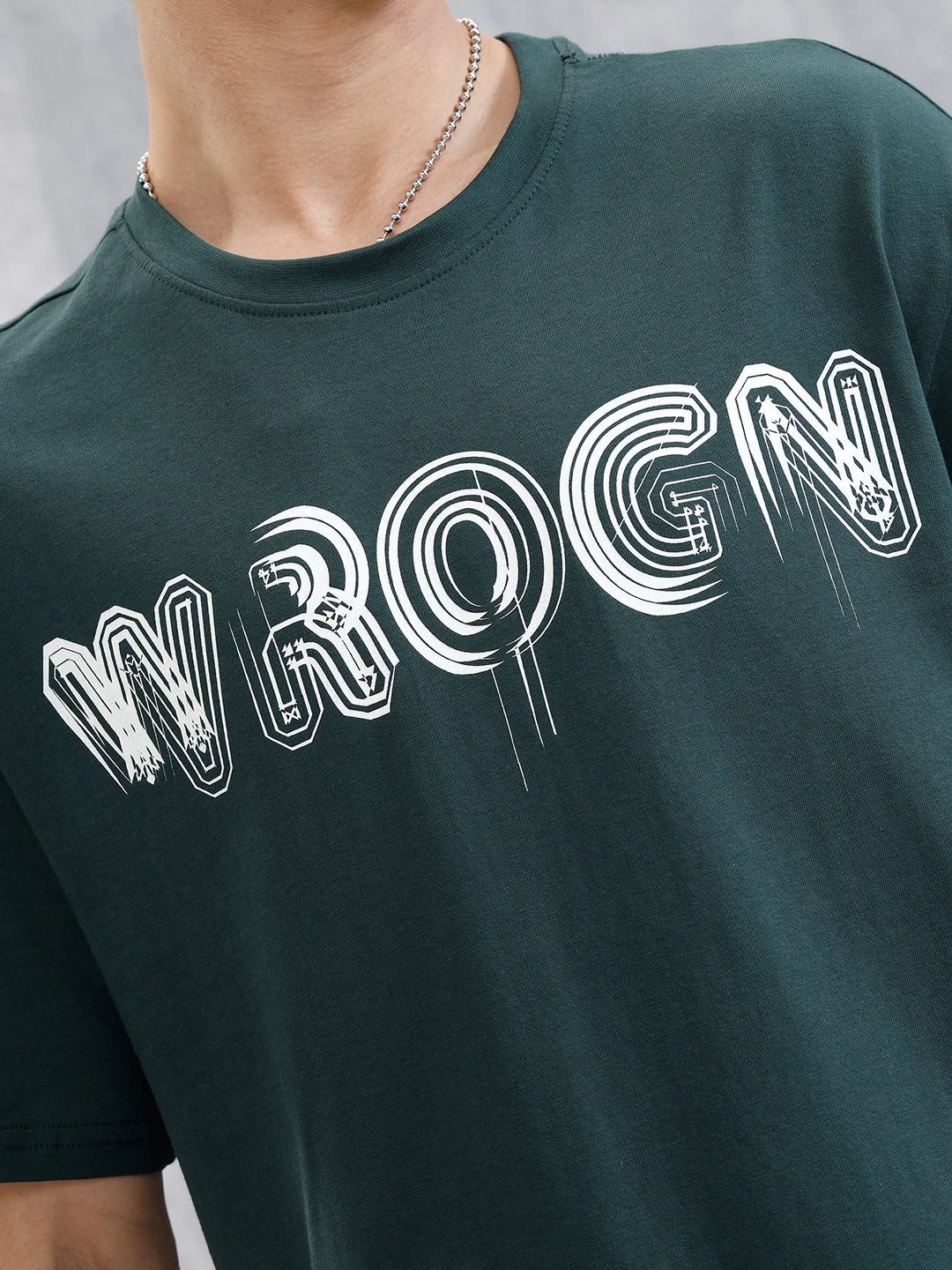 Typography Graphic Printed T-Shirt | Green
