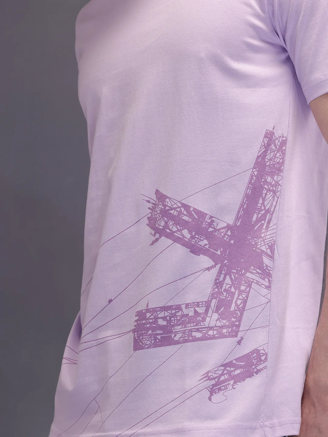Logo Placement Printed T-Shirt | Lavender