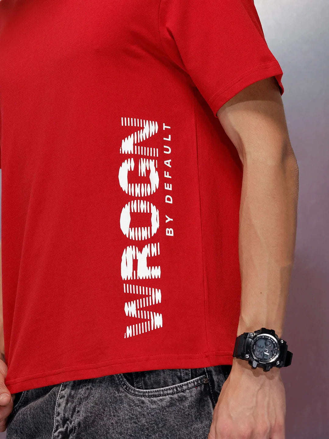 Men’s slim fit placement print t-shirt | Red