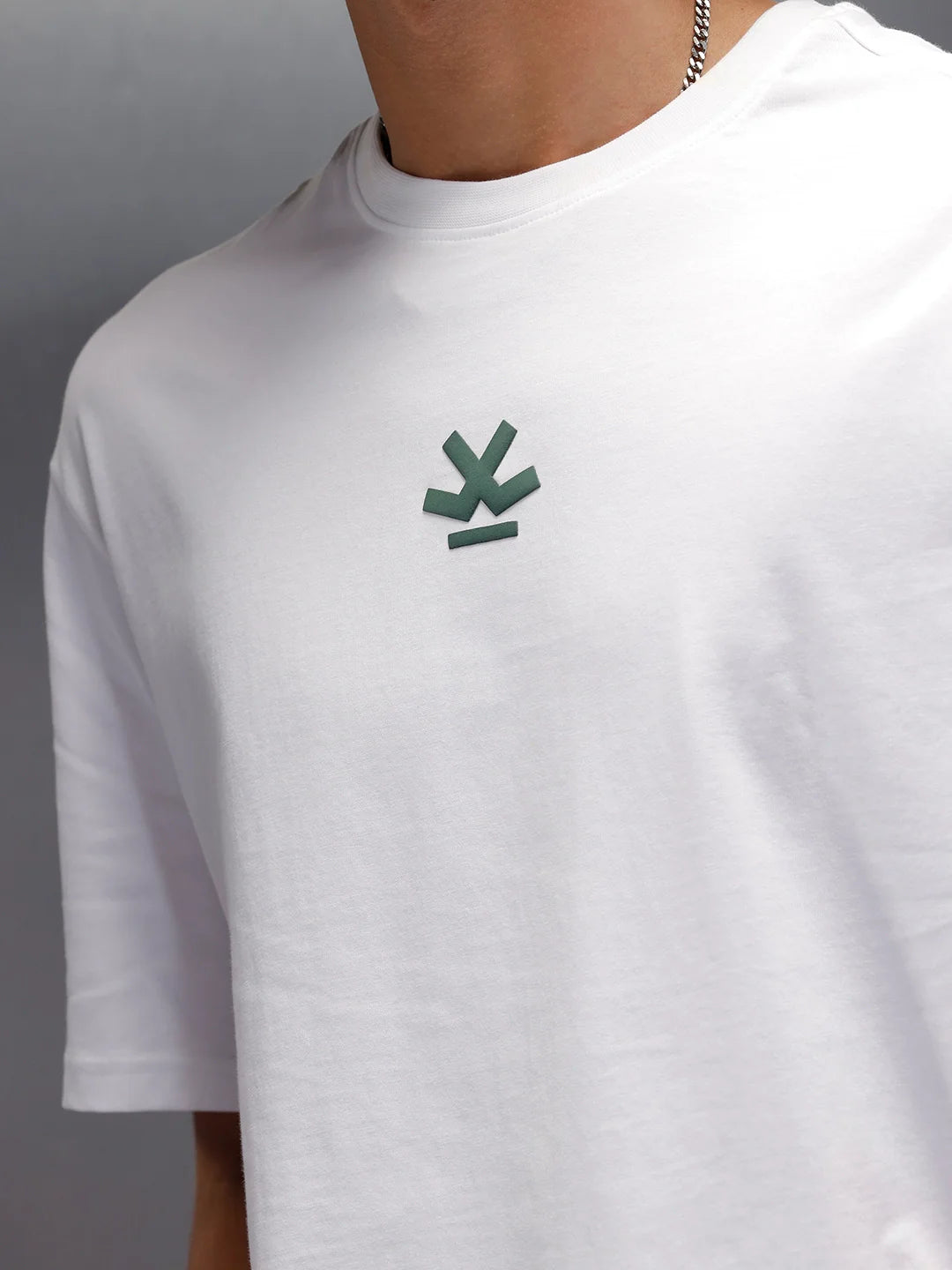 Oversized Fit T-Shirt With Embroidered & Printed Back | White