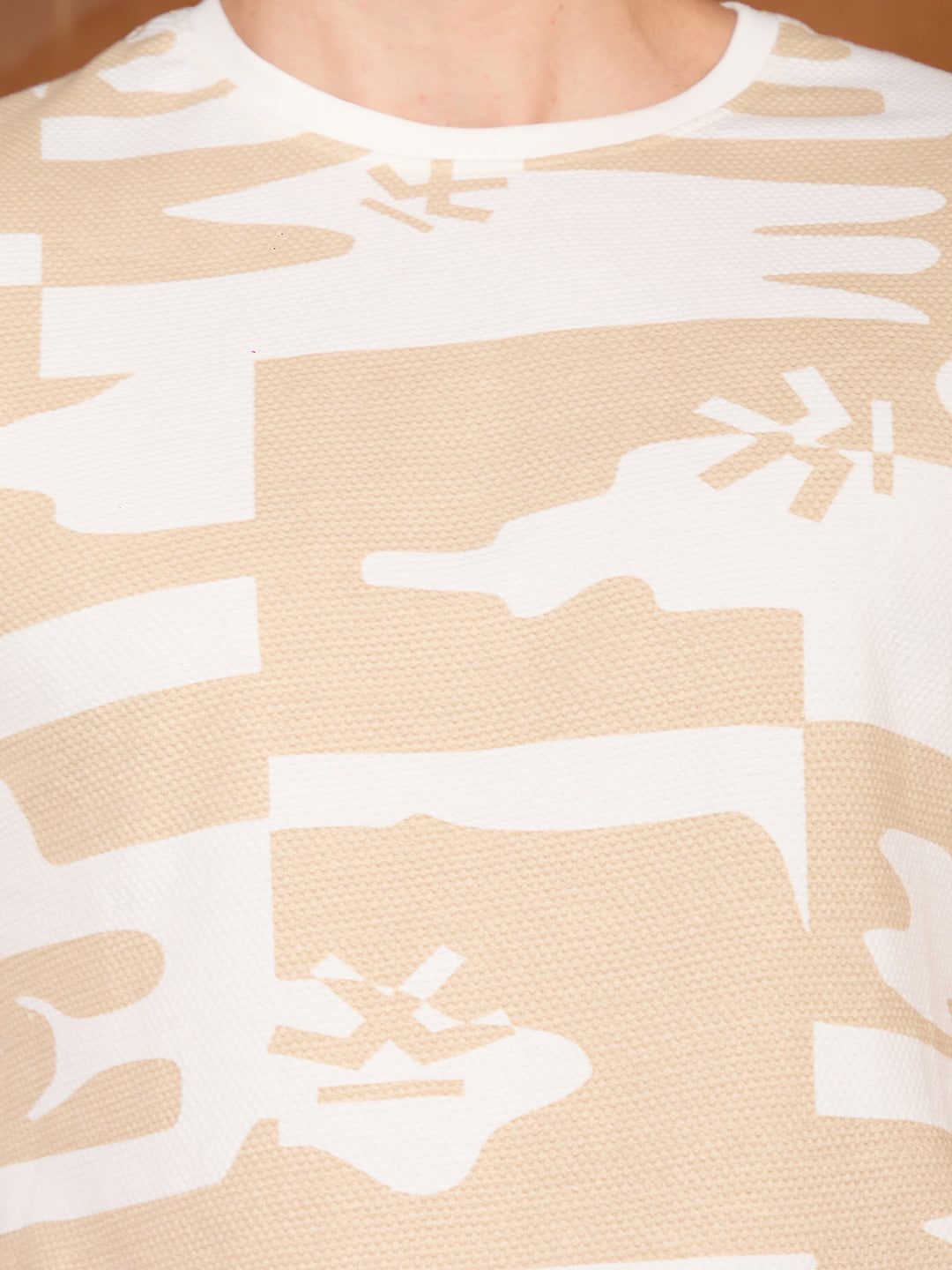 Popcorn Textured AOP T-Shirt | Off White