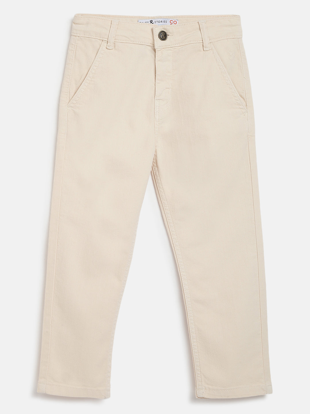 Boys Cream Slim Fit Trousers