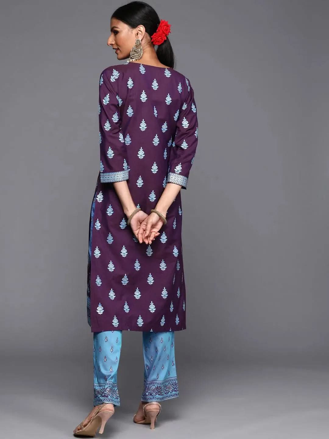 Purple Yoke Design Silk Kurta